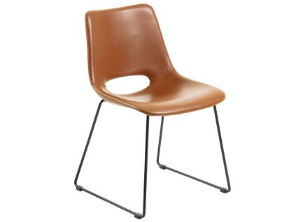 Koňakově hnědá koženková jídelní židle Kave Home Zahara