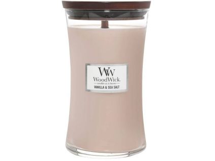 Velká vonná svíčka WoodWick, Vanilla & Sea Salt