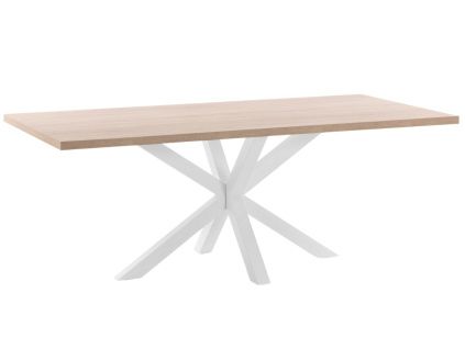 Dubový jídelní stůl Kave Home Argo 200 x 100 cm s bílou kovovou podnoží