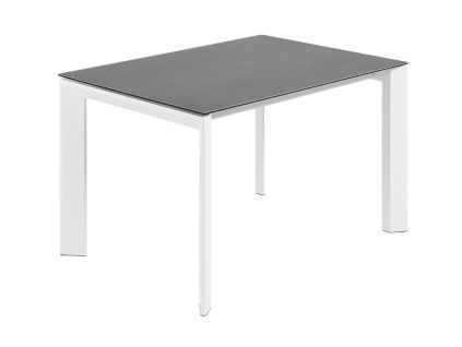 Antracitově šedý keramický rozkládací jídelní stůl Kave Home Axis II. 140/200 x 90 cm, bílá podnož