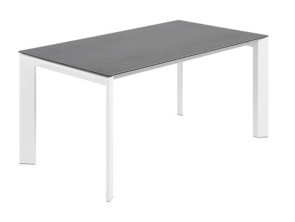 Antracitově šedý keramický rozkládací jídelní stůl Kave Home Axis II. 160/220 x 90 cm, bílá podnož