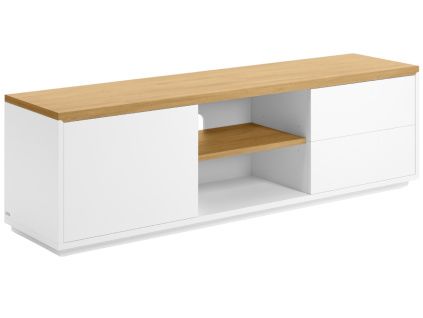 Bílý lakovaný TV stolek Kave Home Abilen 150 x 36 cm