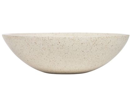 Bílé kulaté terrazzo umyvadlo na desku Kave Home Delina 40 cm