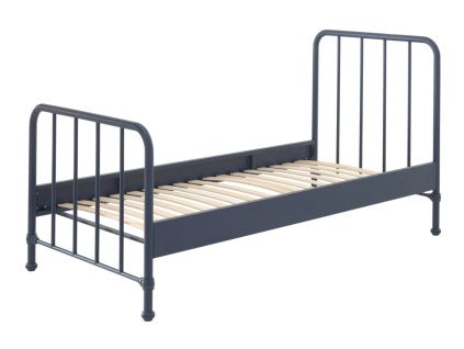 Matně tmavě modrá kovová postel Vipack Bronxx 90 x 200 cm