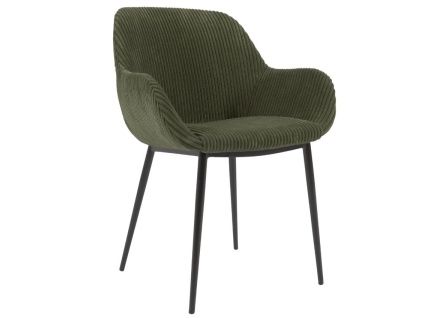 Tmavě zelená manšestrová jídelní židle Kave Home Konna