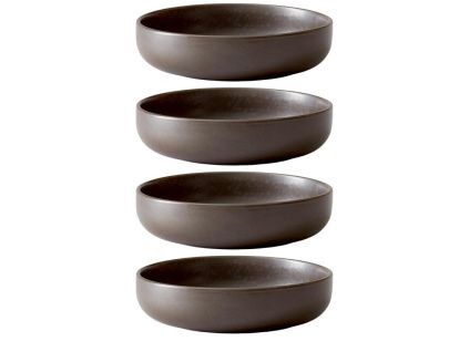 Set čtyř tmavě hnědo šedých porcelánových hlubokých talířů AUDO NEW NORM 13,5 cm