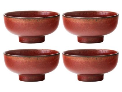 Set čtyř červeno hnědých keramických misek AUDO NEW NORM 12 cm