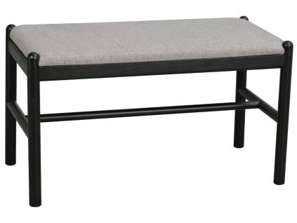 Černá dubová lavice ROWICO MILFORD 80 cm s látkovým sedákem