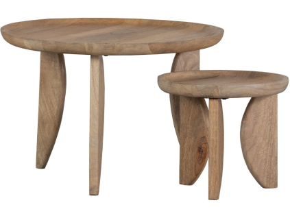 Set dvou mangových odkládacích stolků Nataj 40/70 cm
