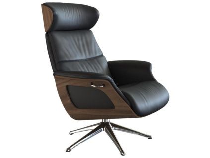 Černé kožené lounge křeslo FLEXLUX CLEMENT MEDIUM