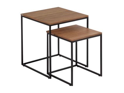 Set dvou ořechových odkládacích stolků Kave Home Yoana 35x35/ 45x45 cm
