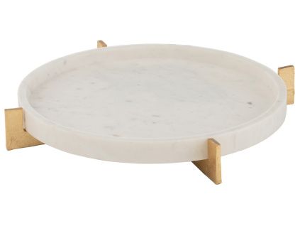 Bílý mramorový podnos J-Line Marley 43,5 cm