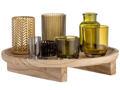 Set sedmi barevných skleněných svícnů na tácu Bloomingville Sanga