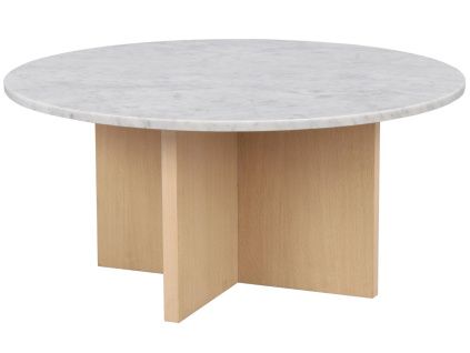 Bílý mramorový konferenční stolek ROWICO BROOKSVILLE 90 cm