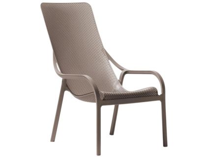 Šedohnědé plastové zahradní lounge křeslo Net