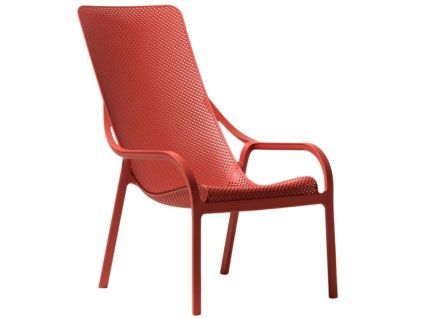 Červené plastové zahradní lounge křeslo Net
