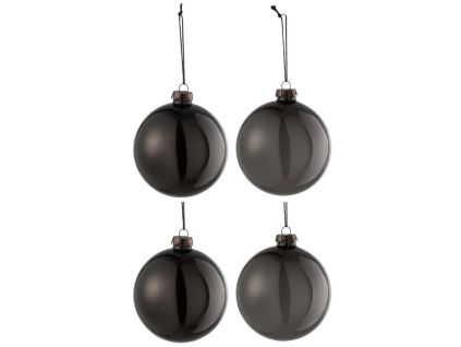 Set čtyř černých skleněných vánočních ozdob J-Line Hole 10 cm