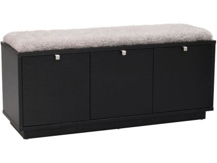 Černá dubová lavice ROWICO CONFETTI 106 cm s úložným prostorem
