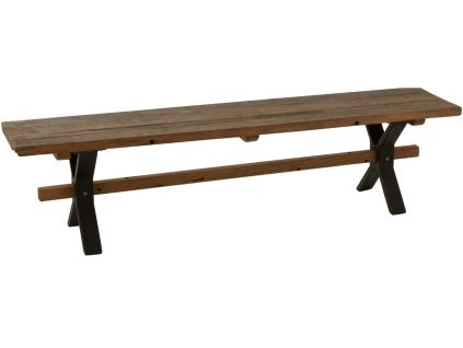 Hnědá vintage masivní lavice J-line Talia 180 x 35 cm