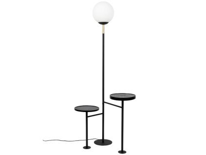 Opálově bílá skleněná stojací lampa ZUIVER ORION 145 cm s nabíjecí stanicí