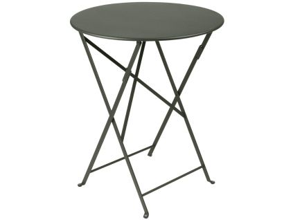 Šedozelený kovový skládací stůl Fermob Bistro Ø 60 cm