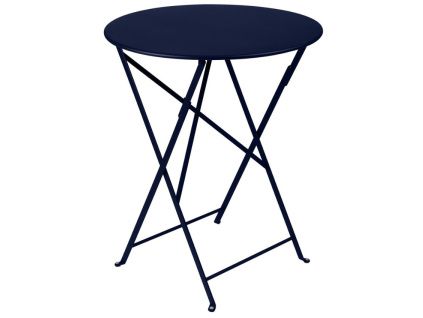Tmavě modrý kovový skládací stůl Fermob Bistro Ø 60 cm