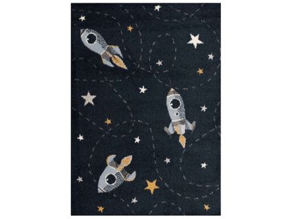Tmavě modrý dětský koberec Fast Rockets 160 x 230 cm