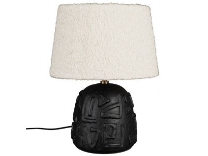 Černobílá bouclé stolní lampa DUTCHBONE RENZO
