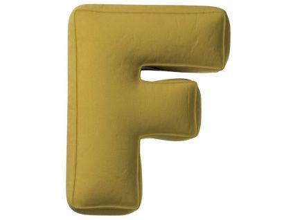 Olivově zelený sametový polštář písmeno F 40 cm