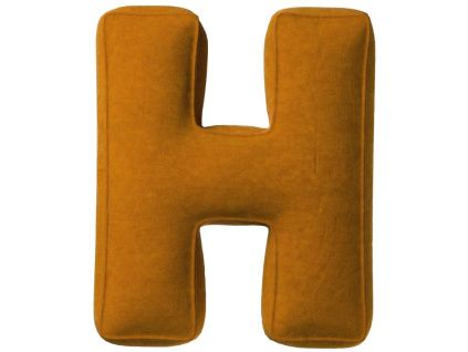 Cihlově oranžový sametový polštář písmeno H 40 cm