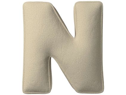Béžový bouclé polštář písmeno N 40 cm