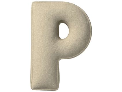 Béžový bouclé polštář písmeno P 40 cm