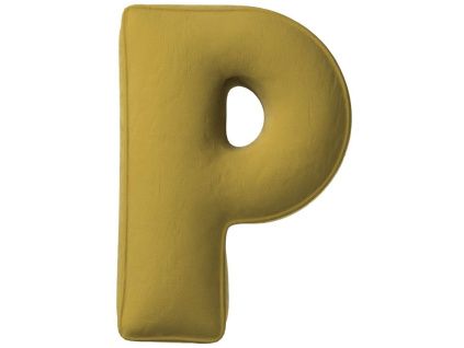 Olivově zelený sametový polštář písmeno P 40 cm
