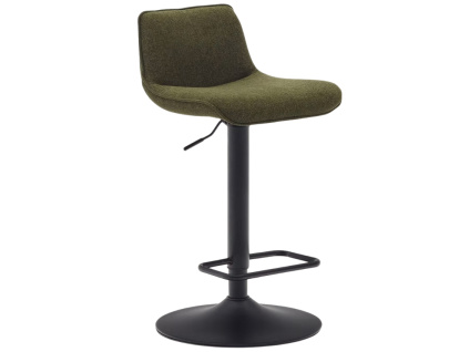 Tmavě zelená čalouněná barová židle Kave Home Zenda 64-86 cm
