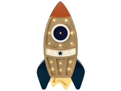 Dřevěná dětská LED lampa Raketa II. 41 cm