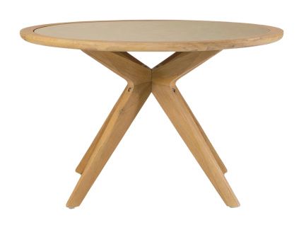 Kulatý dřevěný jídelní stůl Kave Home Julieta 120 cm s deskou z polycementu