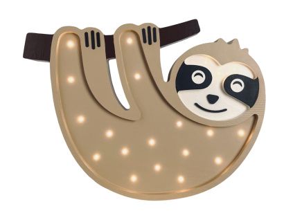 Béžová dřevěná dětská LED lampa Lenochod 38 cm