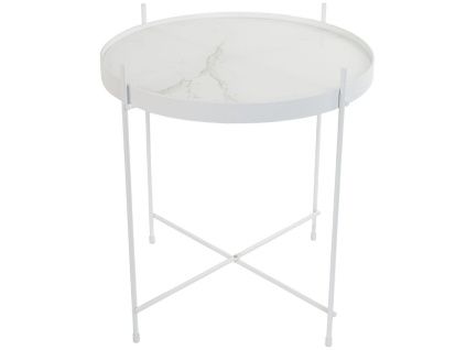 Bílý mramorový odkládací stolek ZUIVER CUPID Ø 43 cm