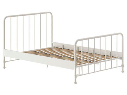 Bílá kovová postel Vipack Bronxx 140 x 200 cm