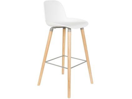 Bílá plastová barová židle ZUIVER ALBERT KUIP 75 cm