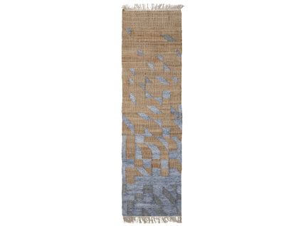 Béžovo-modrý jutový koberec Bloomingville Vikka 75 x 245 cm