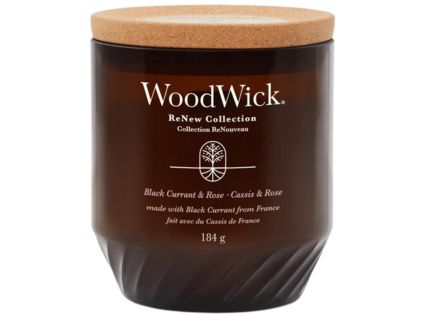 Střední vonná svíčka WoodWick ReNew, Black Currant & Rose