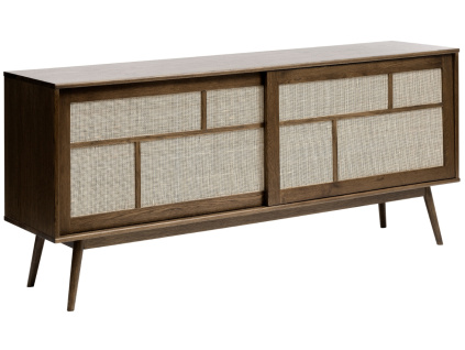 Tmavě hnědá dubová komoda Unique Furniture Barrali 180 x 45 cm