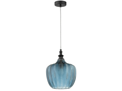 Modré skleněné závěsné světlo Nova Luce Loni 24 cm