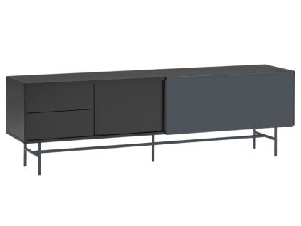 Antracitově šedý lakovaný TV stolek Teulat Nube 180 x 40 cm