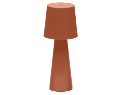 Terakotově červená kovová zahradní stolní LED lampa Kave Home Arenys S