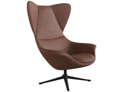 Hnědé kožené lounge křeslo FLEXLUX STILO