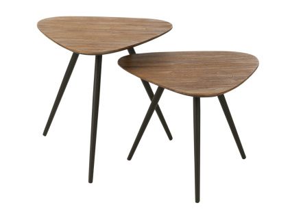 Set dvou hnědých teakových odkládacích stolků J-line Tooky 50/42 cm