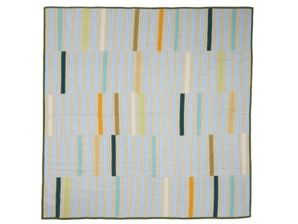 Modro-zelený bavlněný přehoz Hübsch Twist 260 x 260 cm