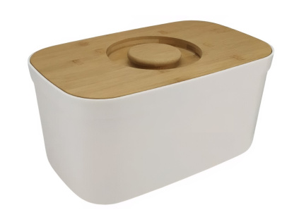 Bílý plastový chlebník s prkénkem Bread Bin